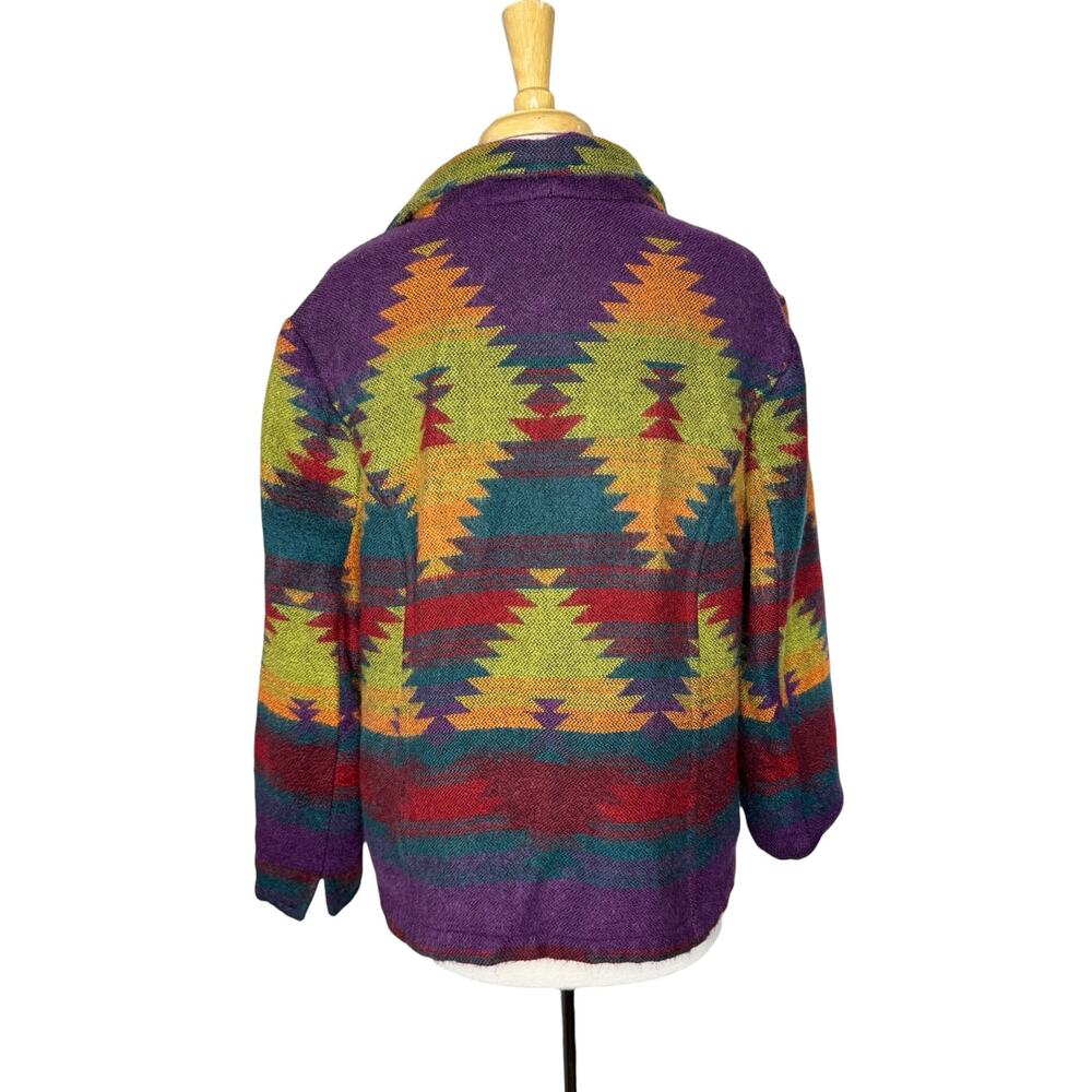 COLDWATER CREEK Colorful Southwestern Print Woven Blanket Coat Size XL Petite - Picture 3 of 10